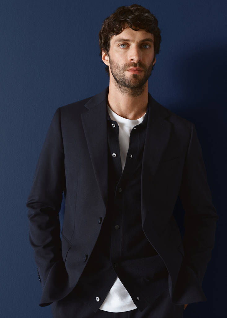 Turin 100% virgin wool suit jacket — Navy