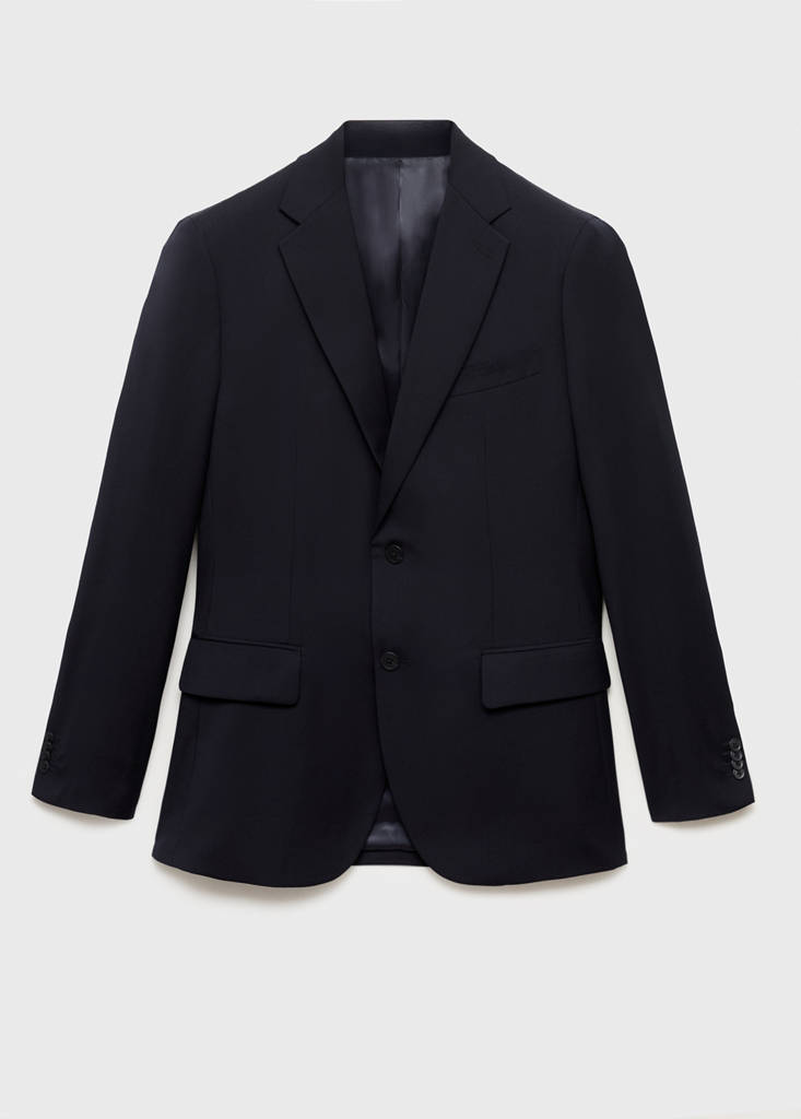 Turin 100% virgin wool suit jacket — Navy