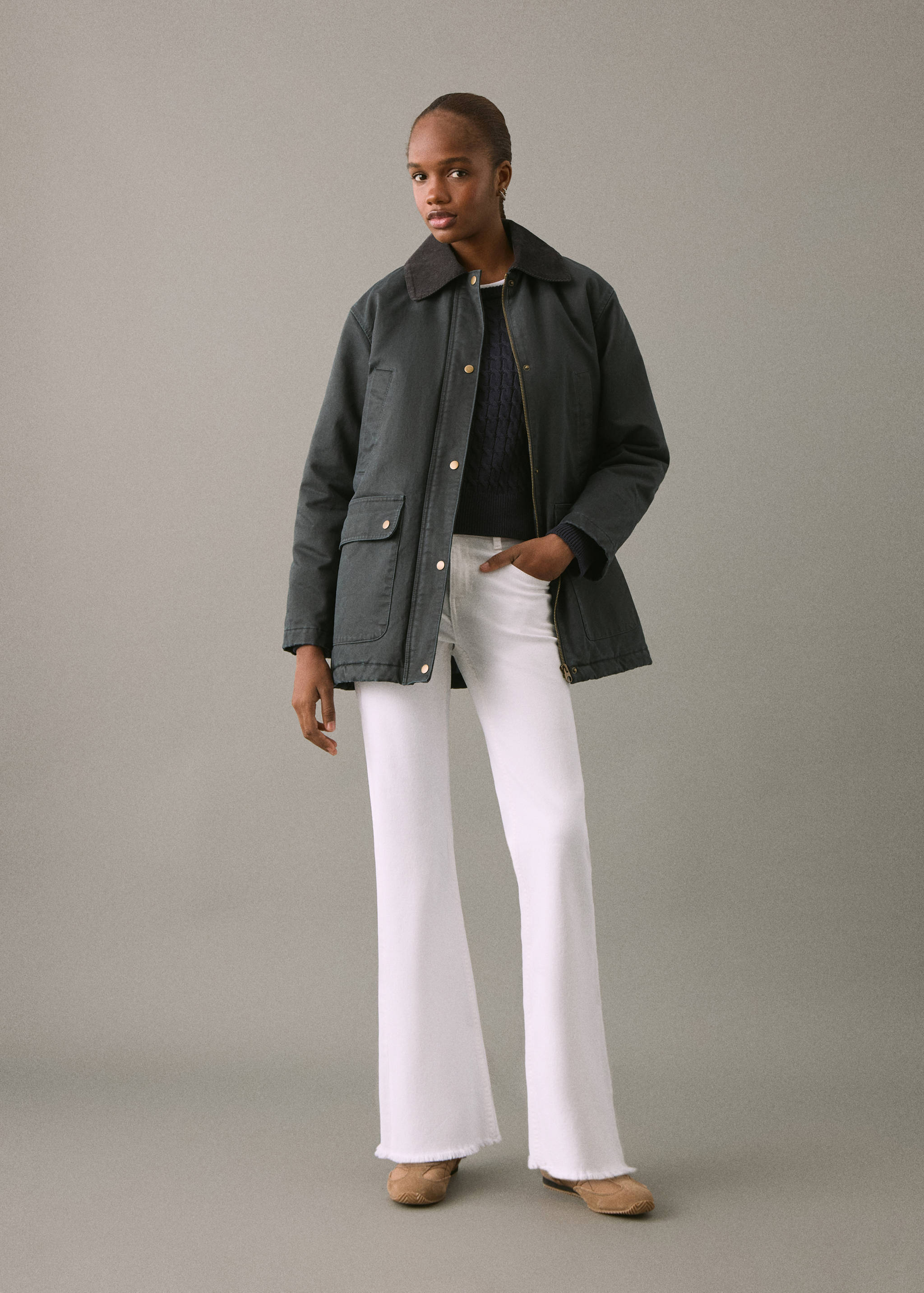 Frayed low-rise skinny jeans - General plane