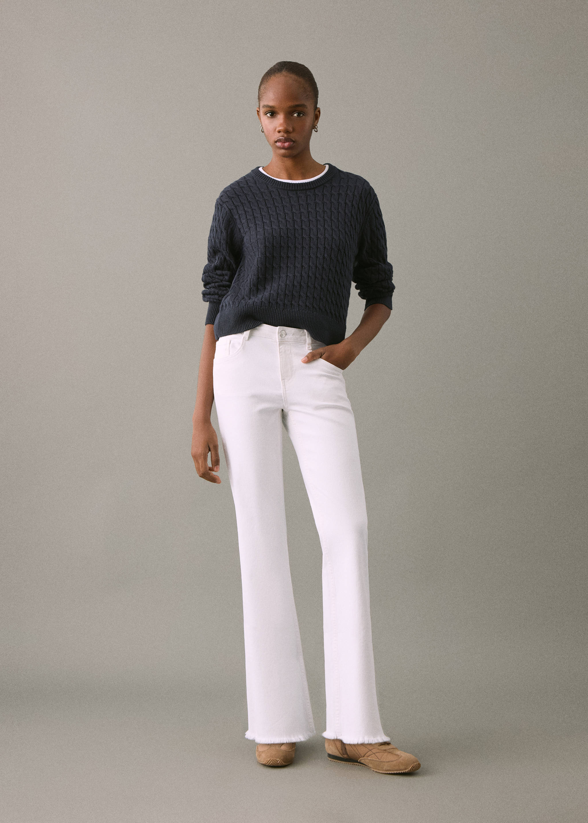 Frayed low-rise skinny jeans - Medium plane