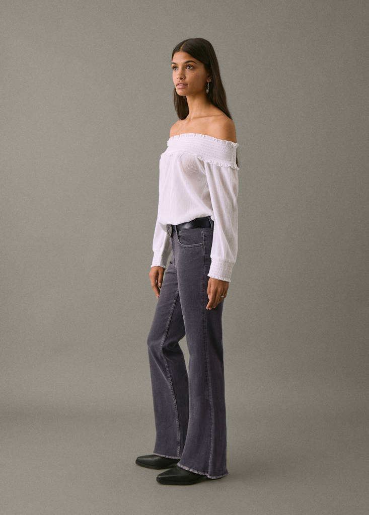 Frayed low-rise skinny jeans — Black denim