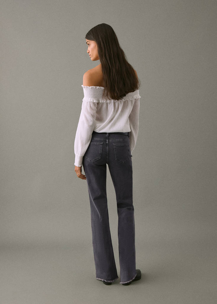 Frayed low-rise skinny jeans — Black denim
