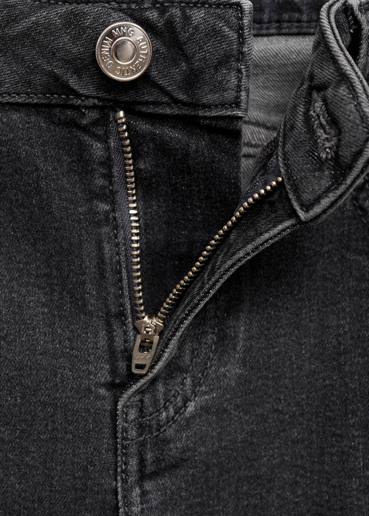 Frayed low-rise skinny jeans — Black denim