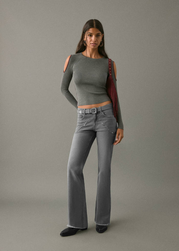 Flared jeans with studs — Denim Grey