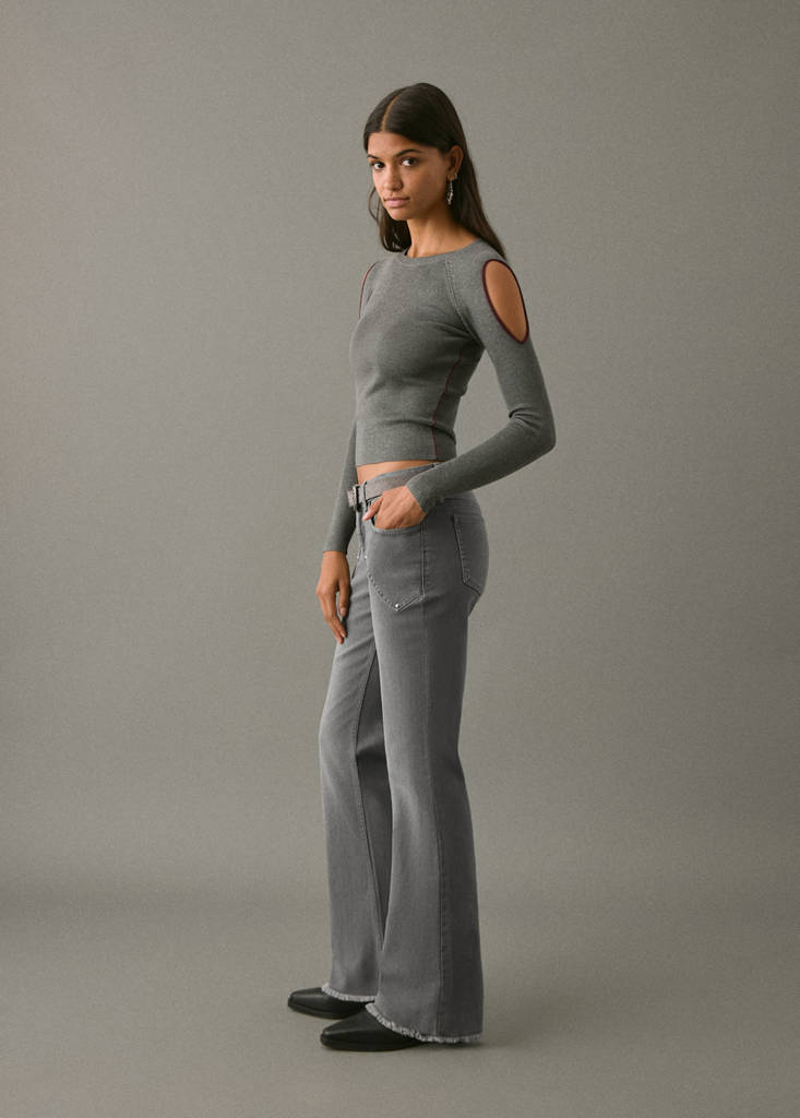 Flared jeans with studs — Denim Grey