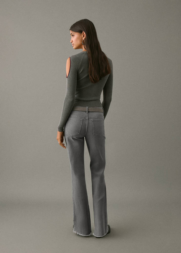 Flared jeans with studs — Denim Grey