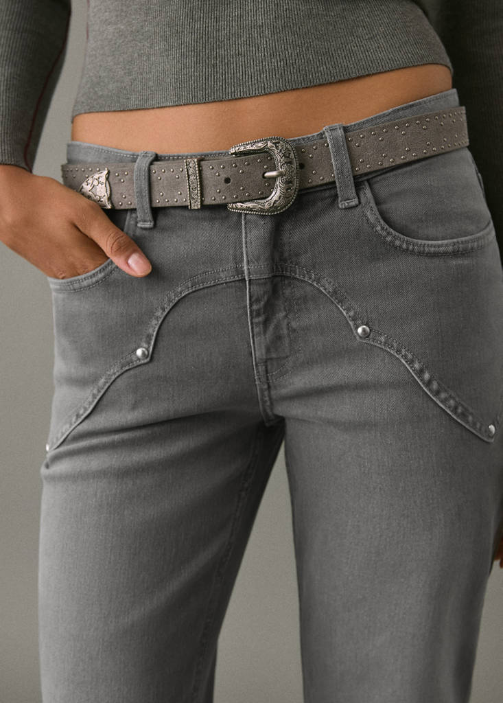 Flared jeans with studs — Denim Grey