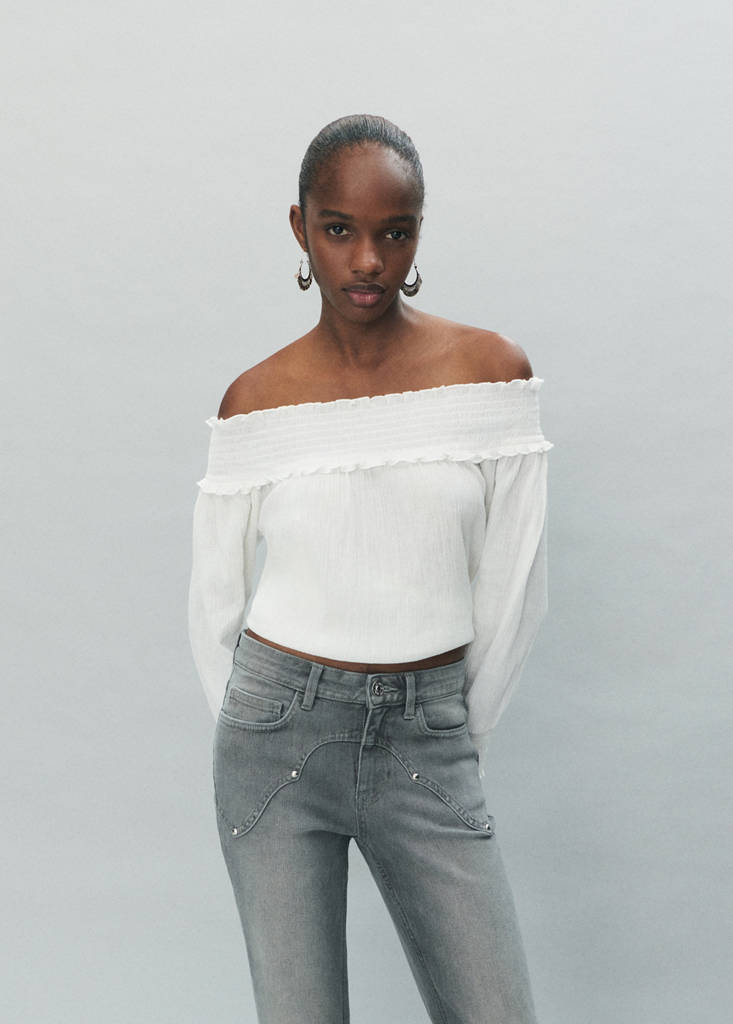 Flared jeans with studs — Denim Grey