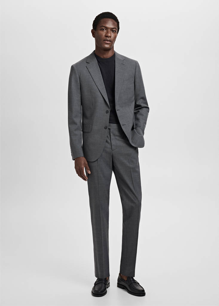 MANGO MAN - Veste costume Turin 100 % laine vierge gris - 56