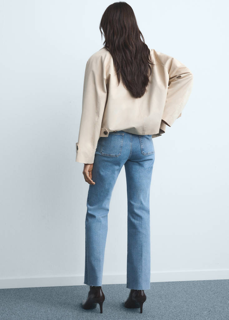 Flared cropped jeans with pockets — Medium Blue
