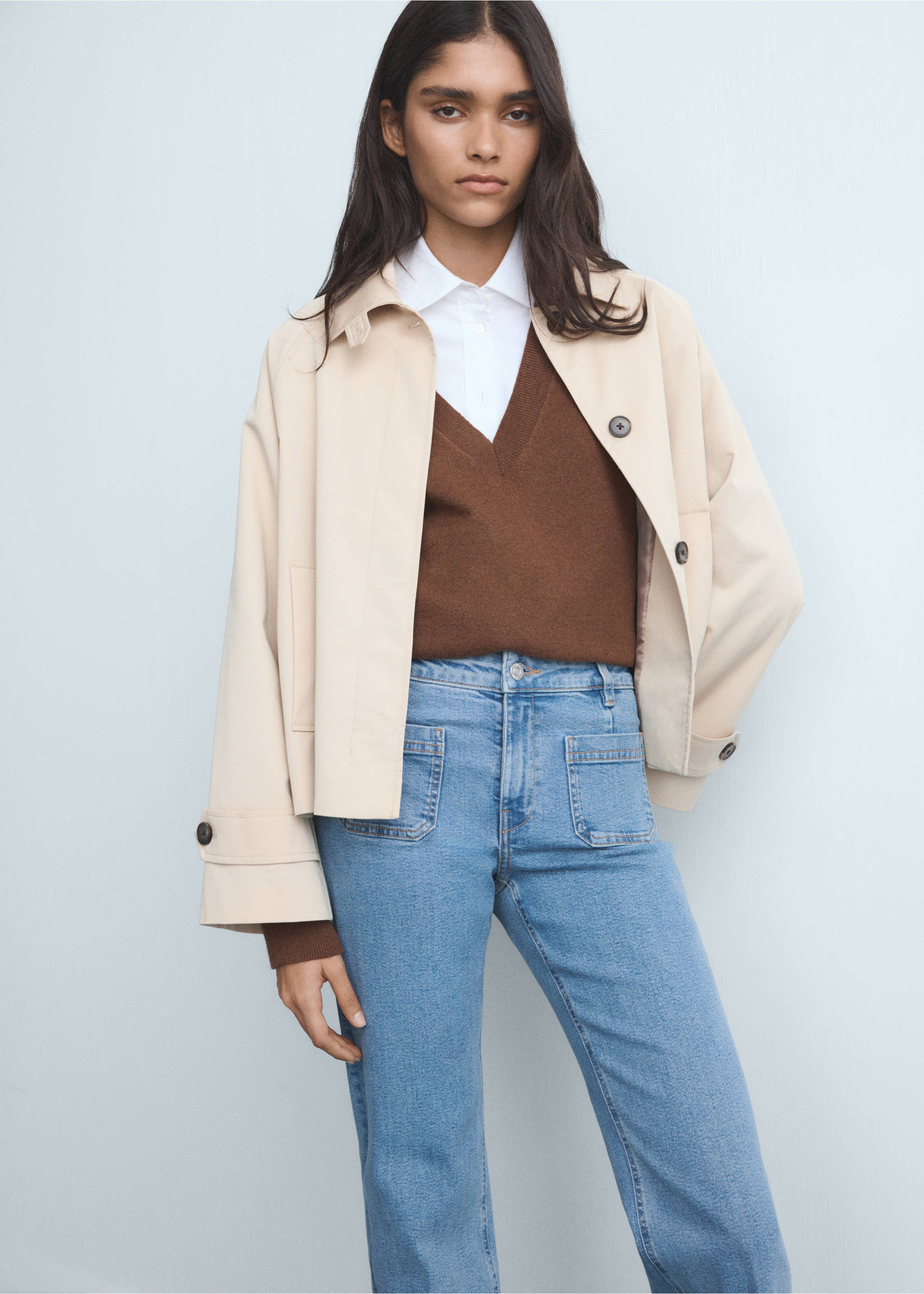 Jean flare crop poches - Détail de l'article 1, Bleu moyen. Ref: 17041185-00.