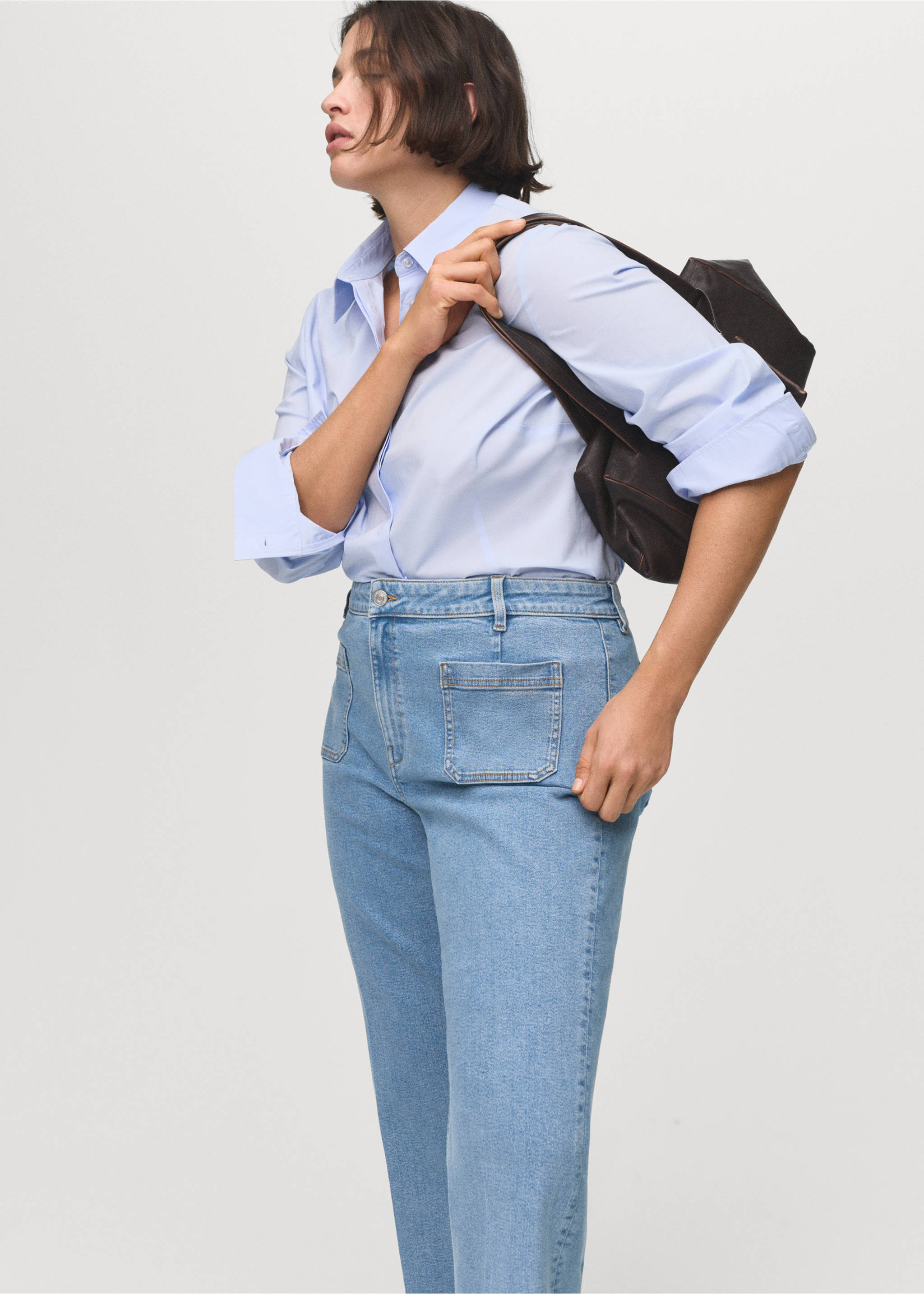 Jean flare crop poches - Détail de l'article 5, Bleu moyen. Ref: 17041185-00.