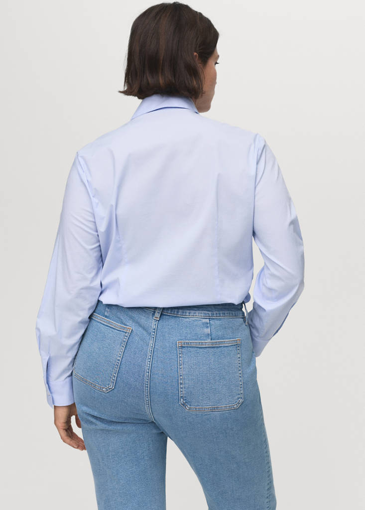 Flared cropped jeans with pockets — Medium Blue