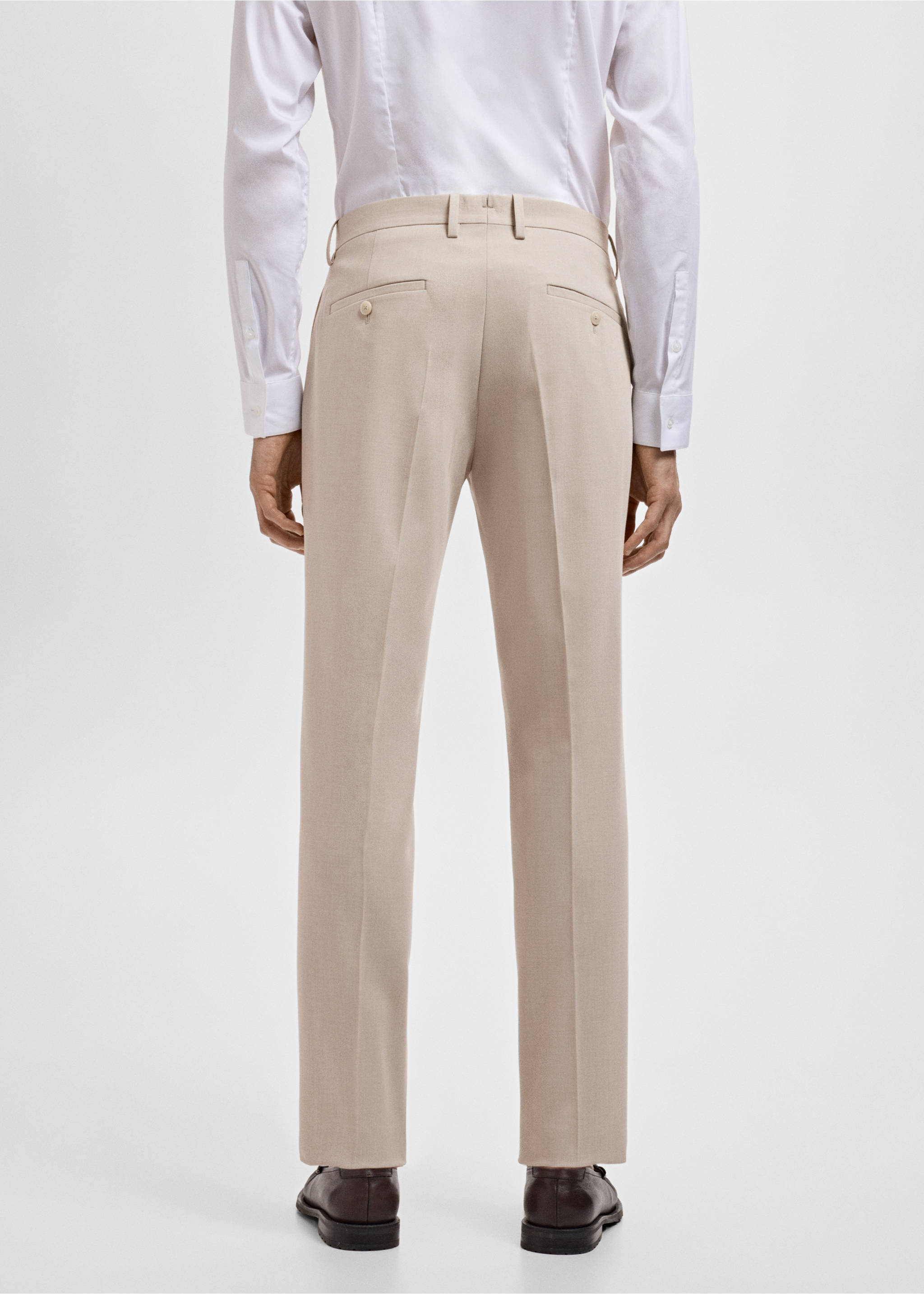 Stretch fabric super slim-fit suit trousers - Reverse of the article, Beige. Ref: 17041191-01.