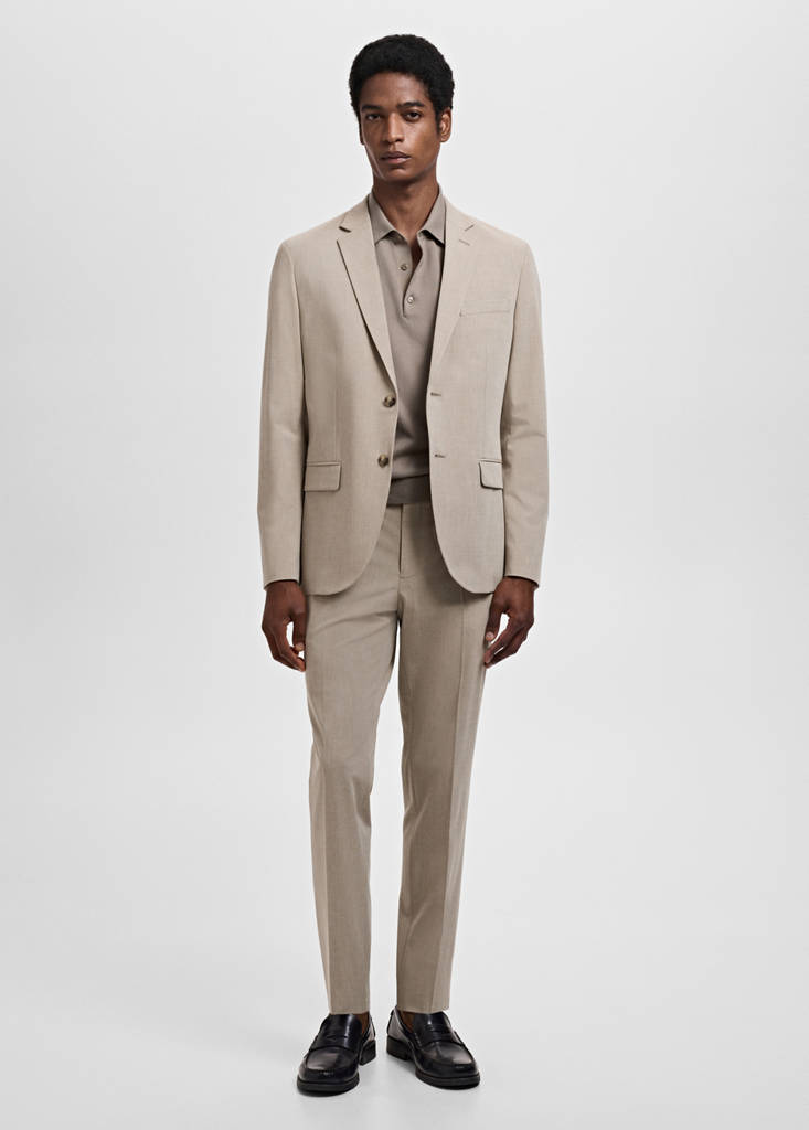 Super slim-fit suit jacket in stretch fabric — Sand