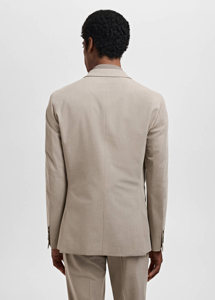 Super slim-fit suit jacket in stretch fabric — Sand