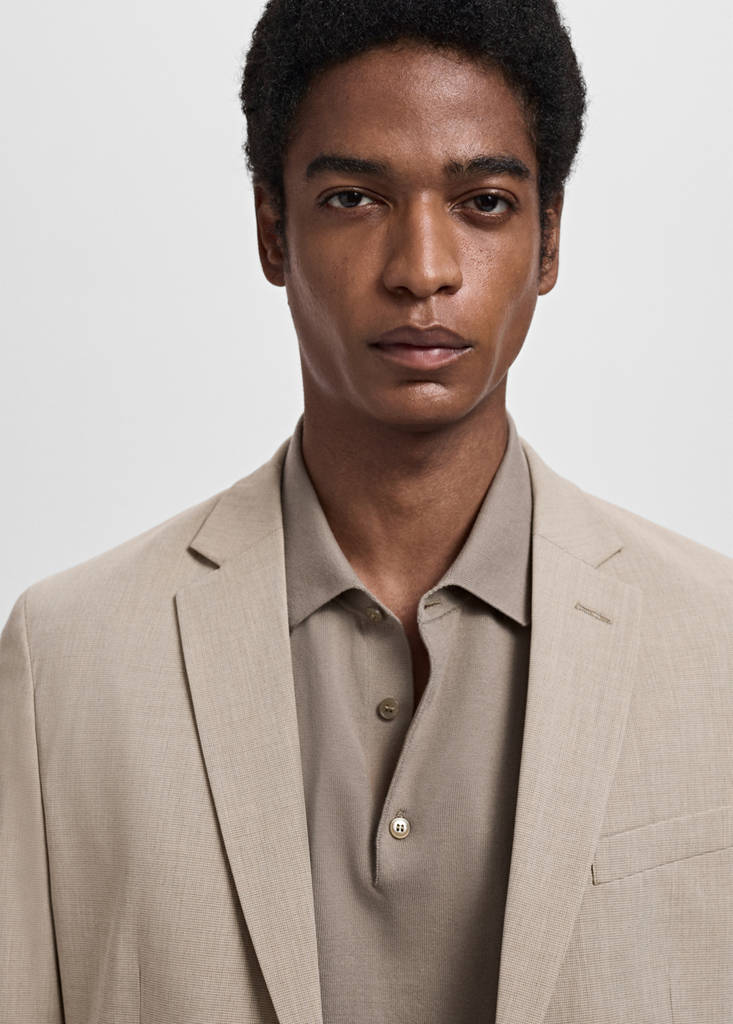 Super slim-fit suit jacket in stretch fabric — Sand