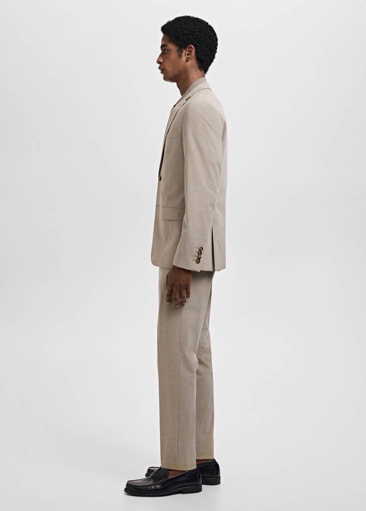 Super slim-fit suit jacket in stretch fabric — Sand
