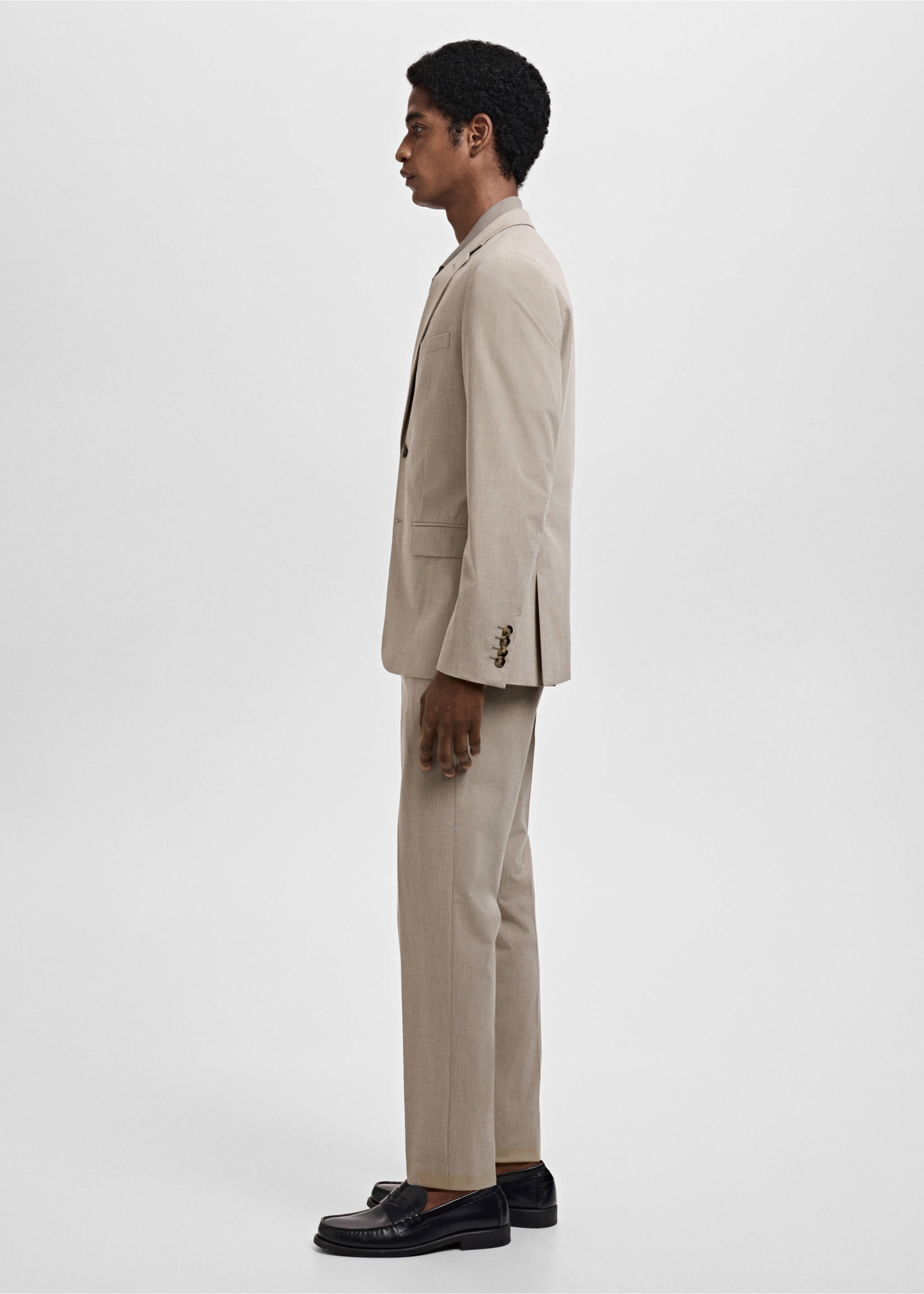 Super slim-fit suit jacket in stretch fabric - Details of the article 2, Sand. Ref: 17041192-00.