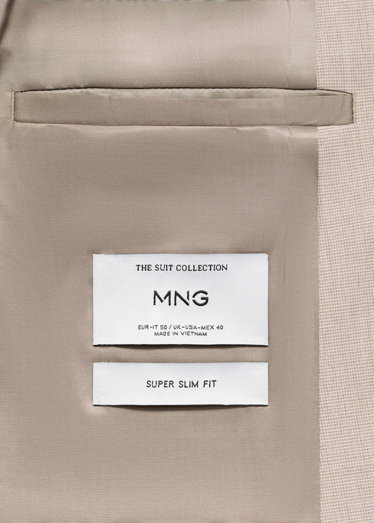 Super slim-fit suit jacket in stretch fabric — Sand