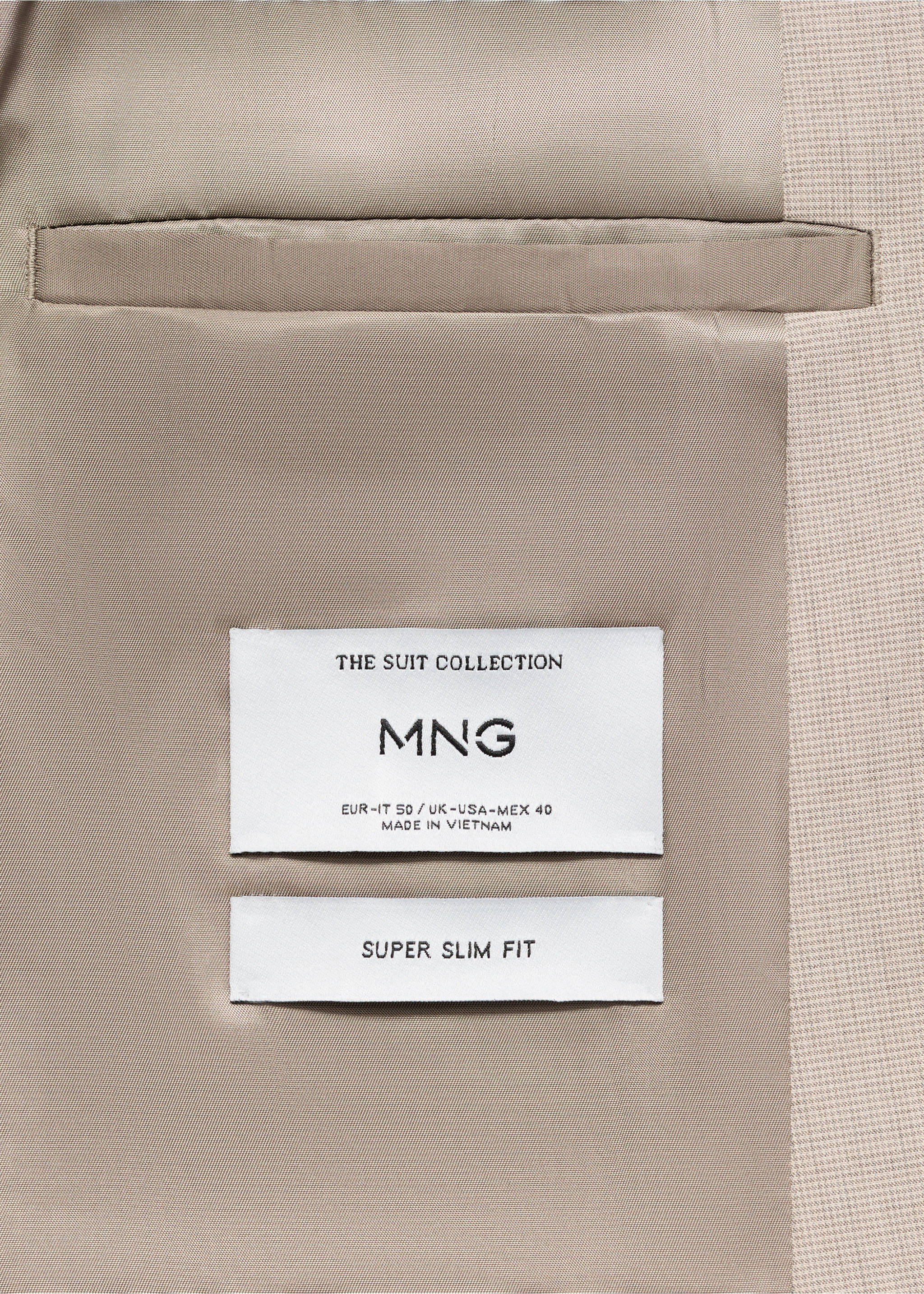 Super slim-fit suit jacket in stretch fabric - Details of the article 0, Sand. Ref: 17041192-00.