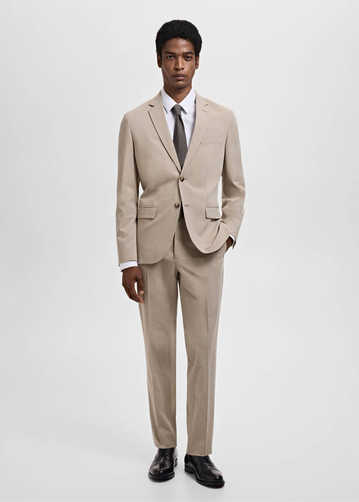 Super slim-fit suit jacket in stretch fabric — Sand