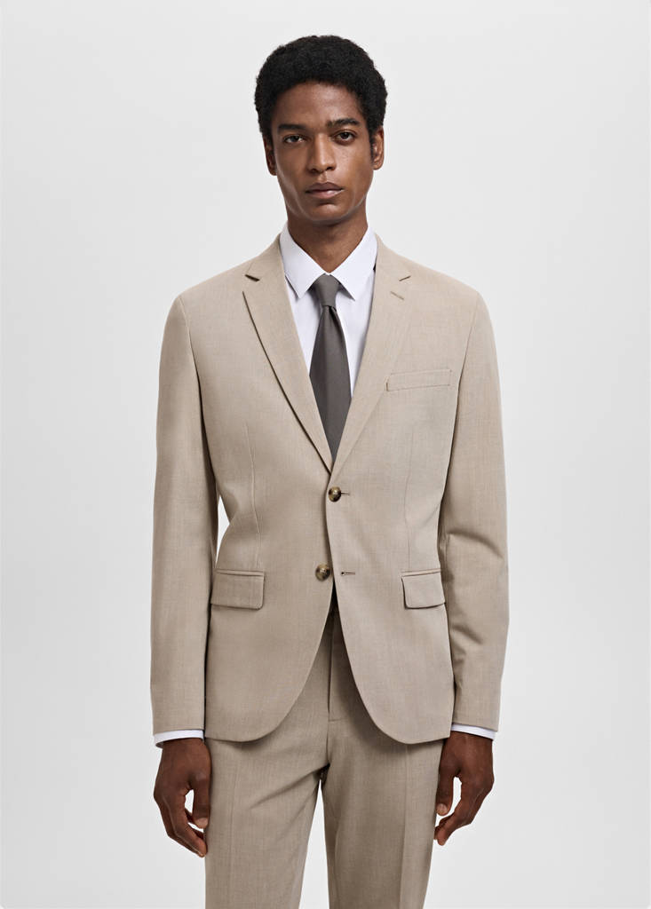 Super slim-fit suit jacket in stretch fabric — Sand