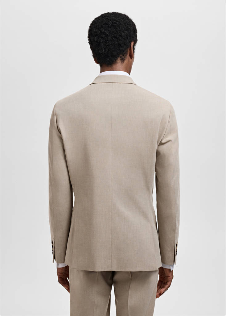 Super slim-fit suit jacket in stretch fabric — Sand