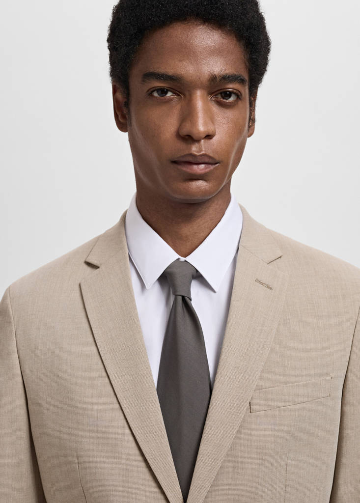 Super slim-fit suit jacket in stretch fabric — Sand
