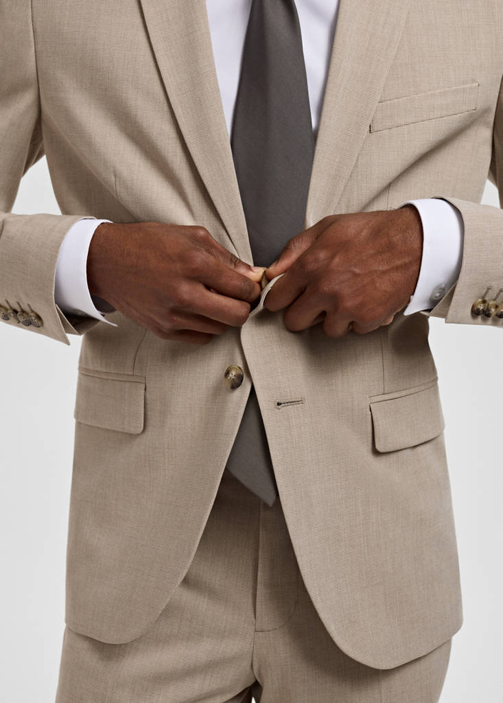 Super slim-fit suit jacket in stretch fabric — Sand