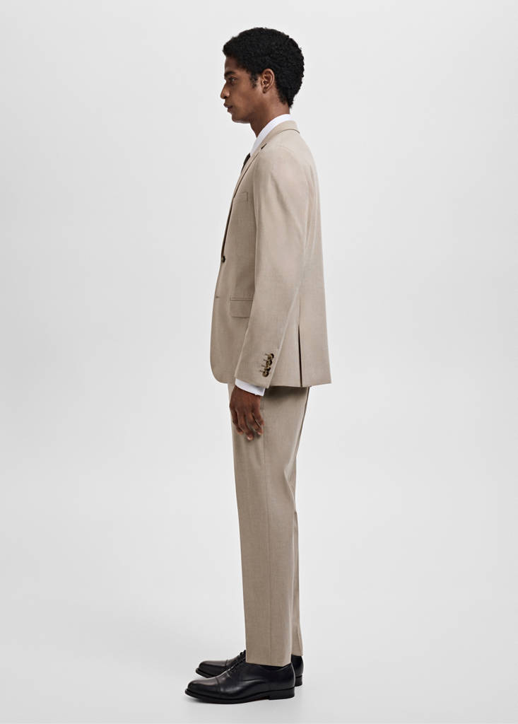 Super slim-fit suit jacket in stretch fabric — Sand