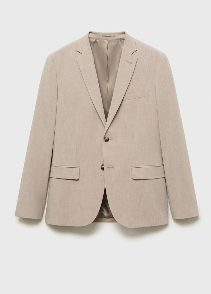 Super slim-fit suit jacket in stretch fabric — Sand
