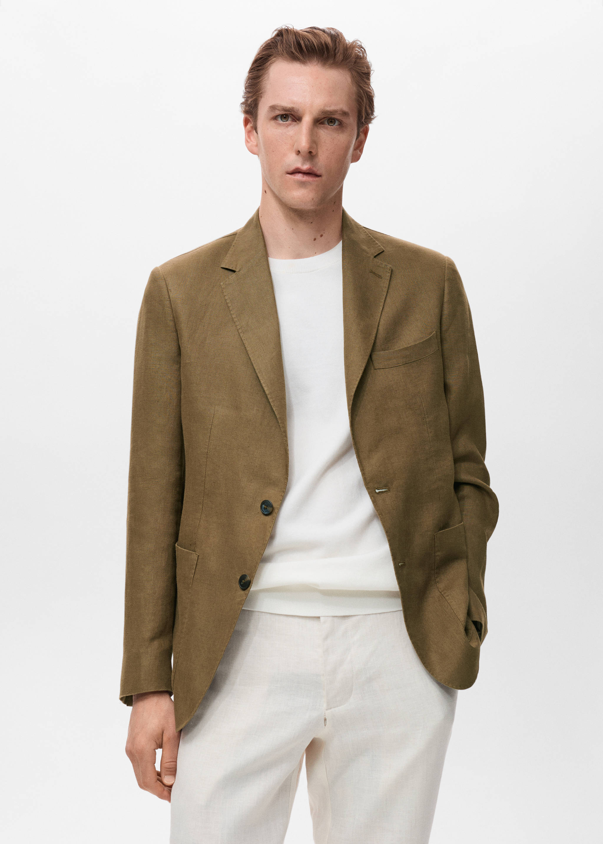 Salerno suit blazer 100% linen slim fit - Medium plane