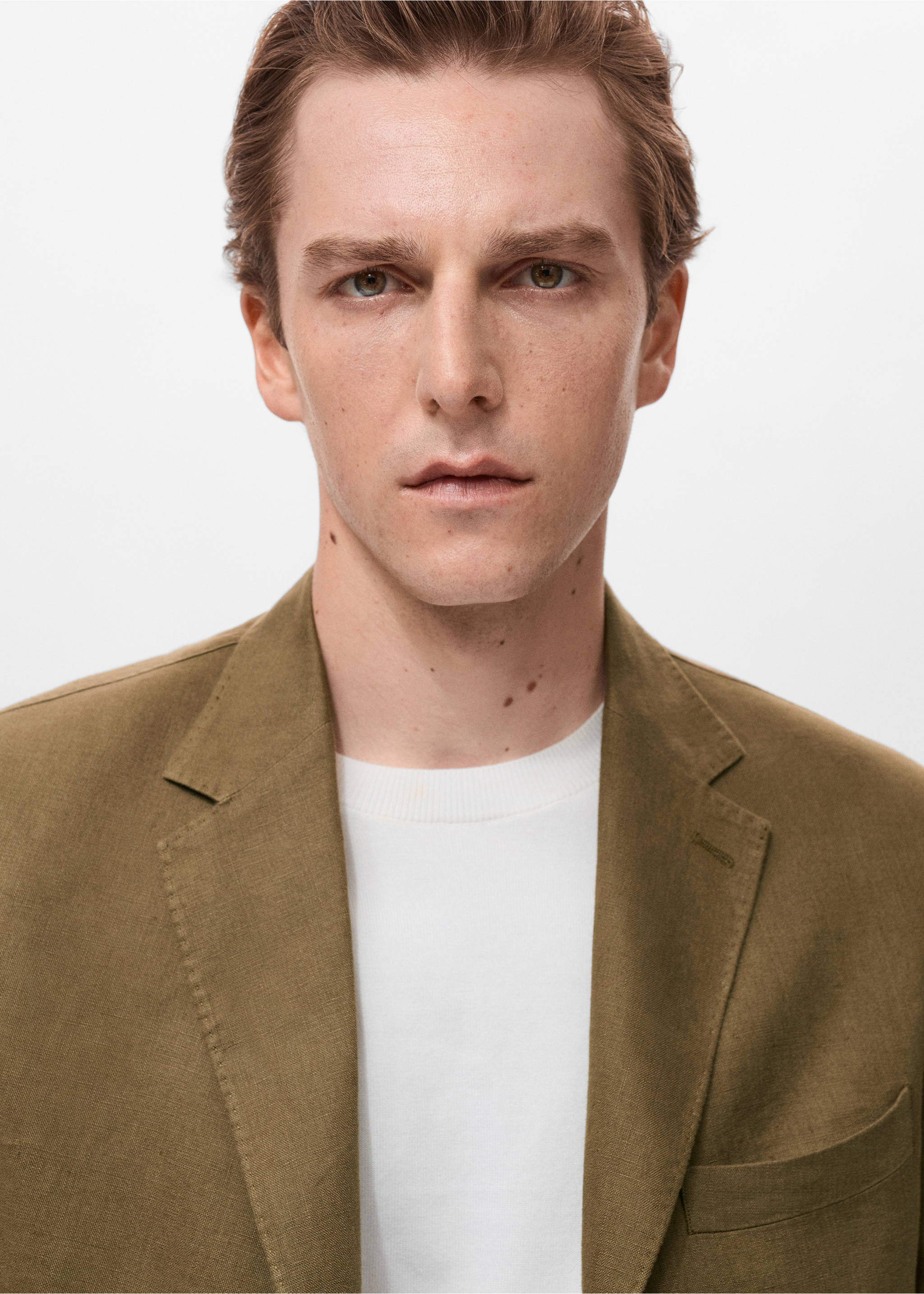 Пиджак костюма Salerno 100% лен slim fit - Деталь изделия 1, Хаки. Ref: 17041193-00.