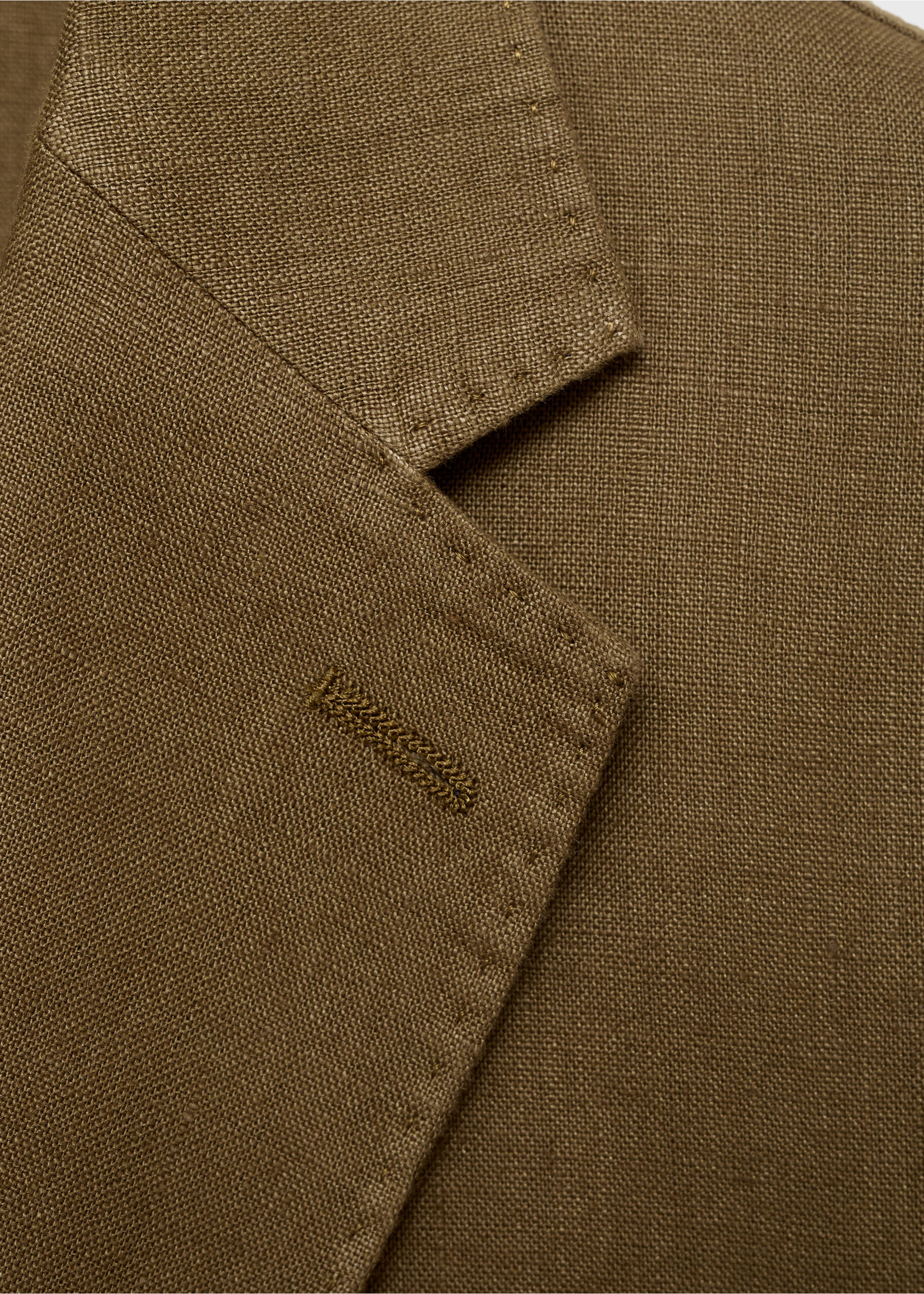 Пиджак костюма Salerno 100% лен slim fit - Деталь изделия 8, Хаки. Ref: 17041193-00.