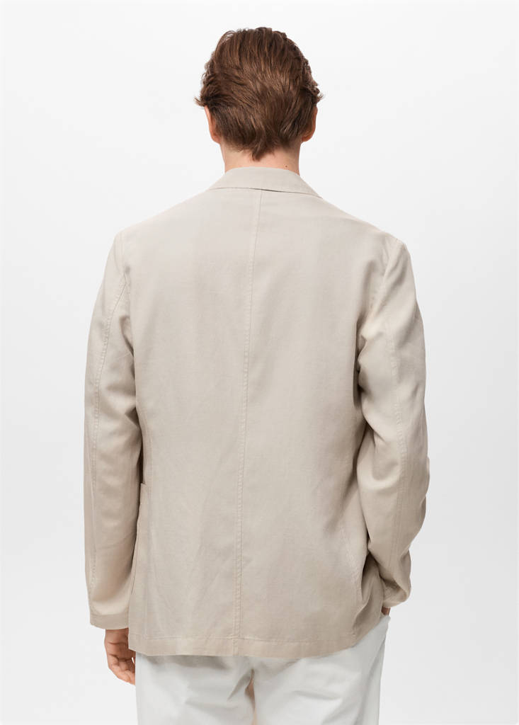 Slim fit linen suit blazer — Ecru