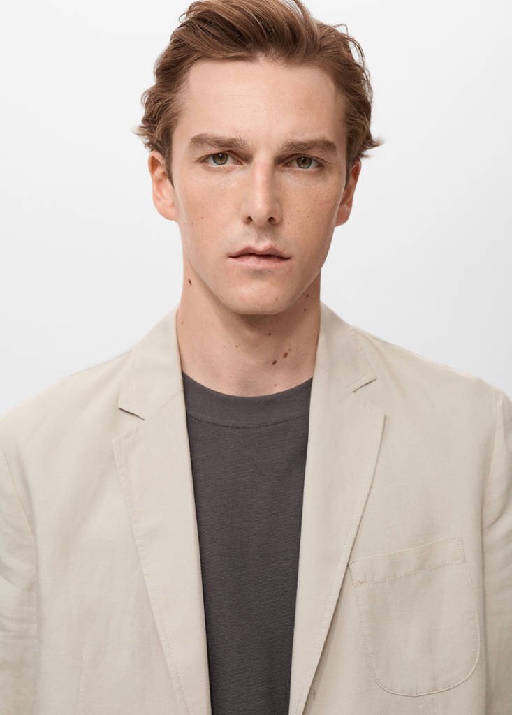 Slim fit linen suit blazer — Ecru