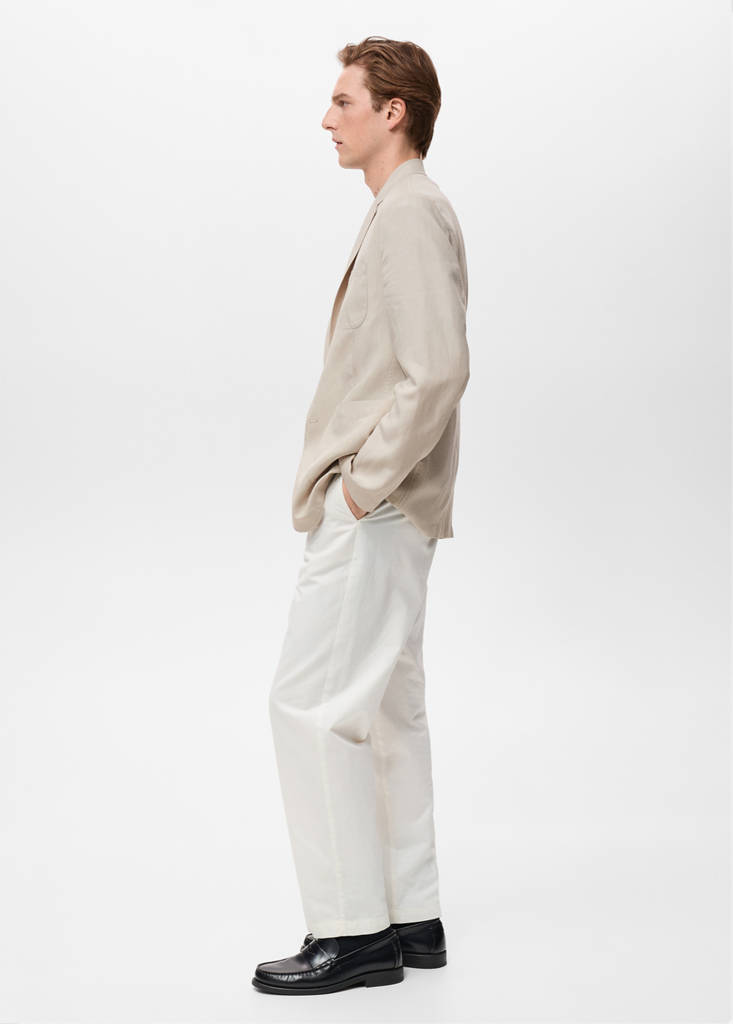 Slim fit linen suit blazer — Ecru