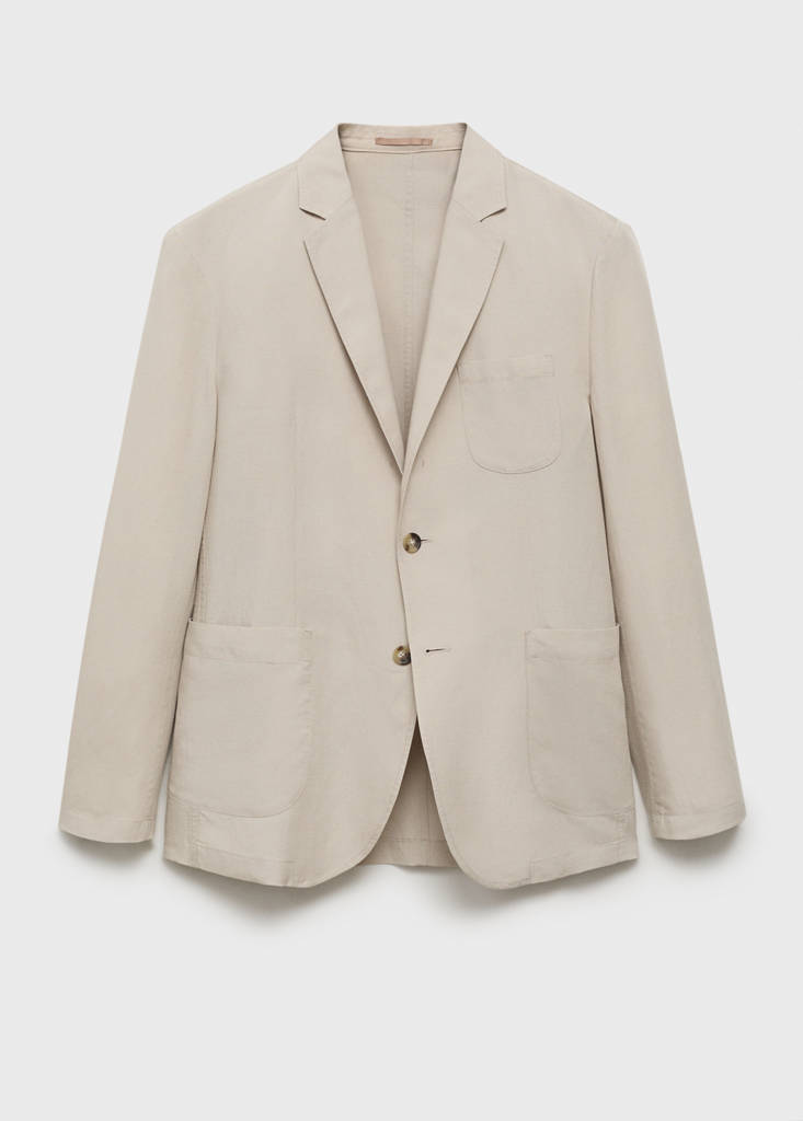 Slim fit linen suit blazer — Ecru