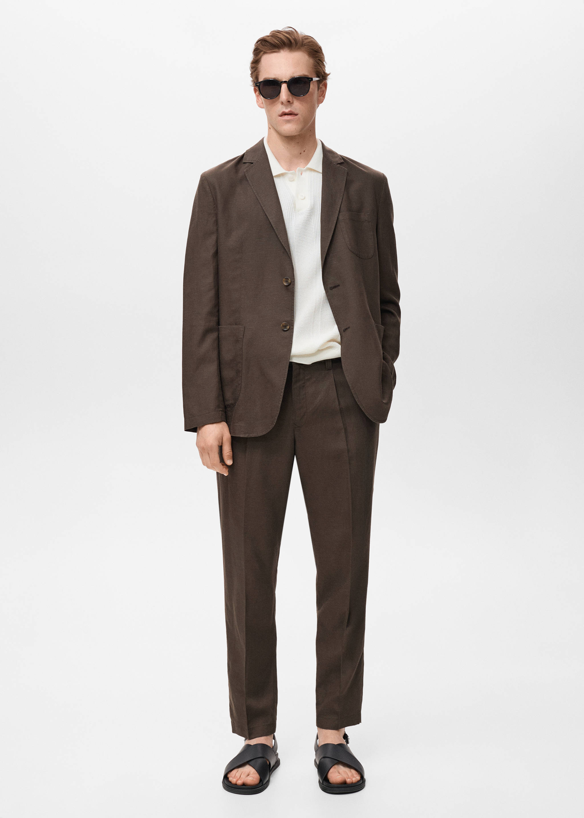 Slim fit linen suit blazer - General plane