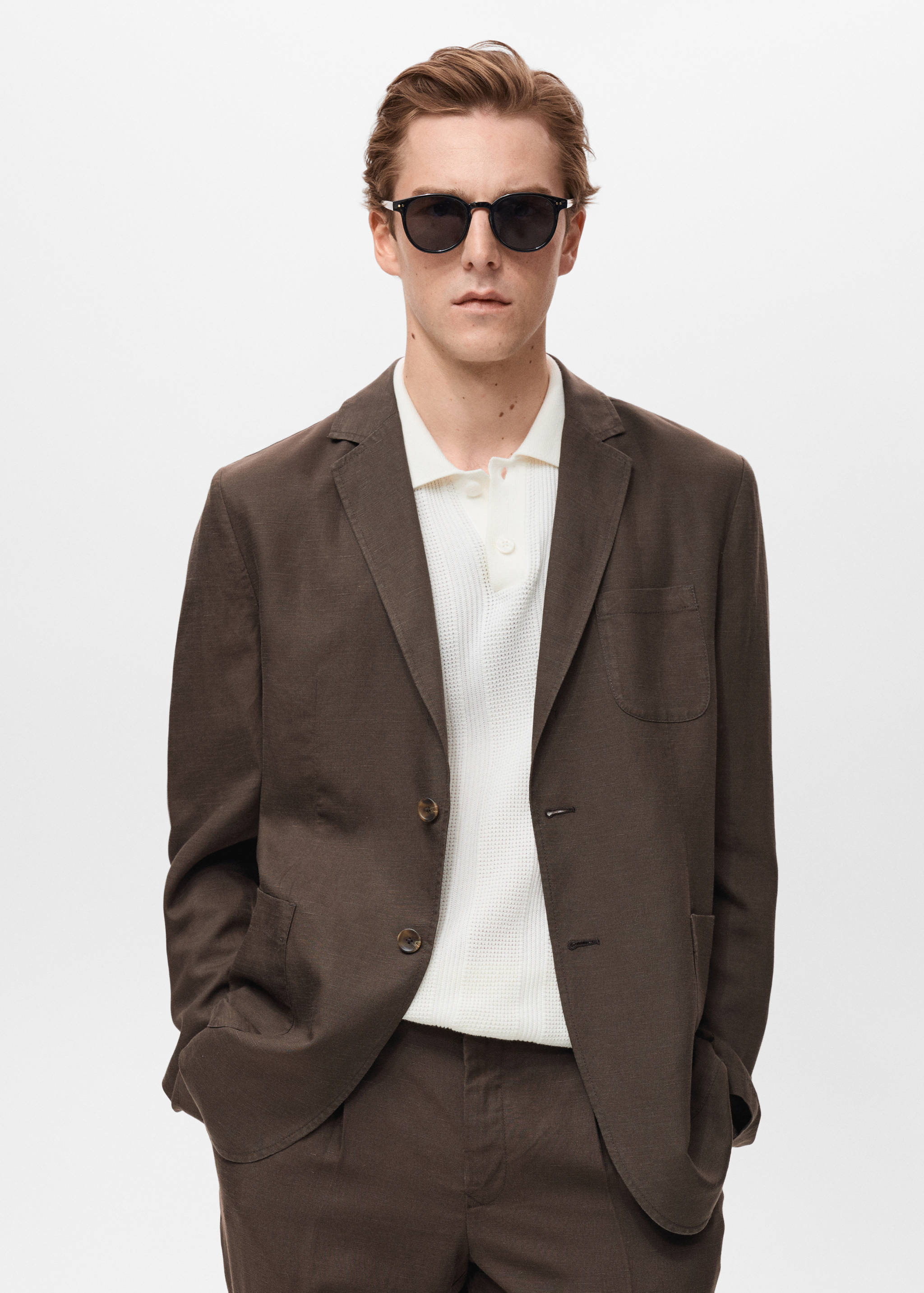 Slim fit linen suit blazer - Medium plane