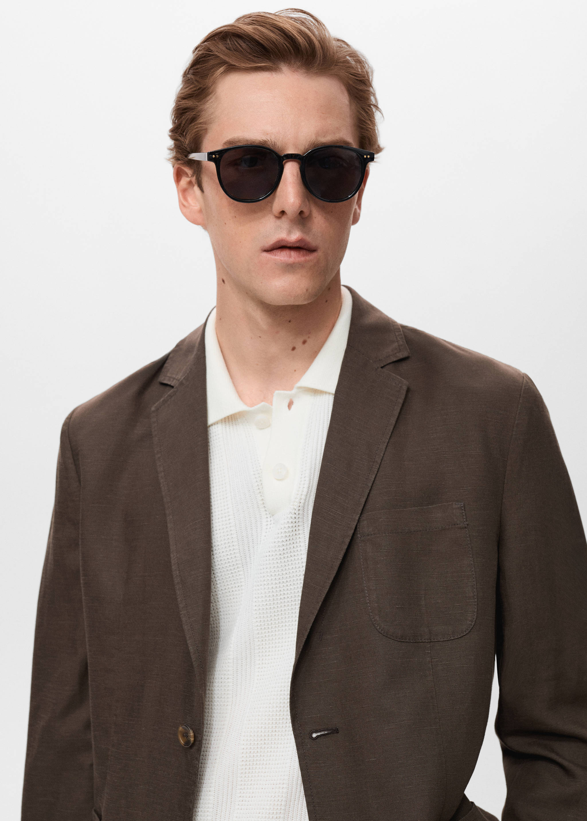 Slim fit linen suit blazer - Details of the article 1