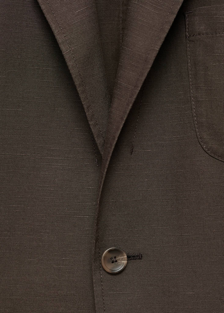 Slim fit linen suit blazer — Chocolate