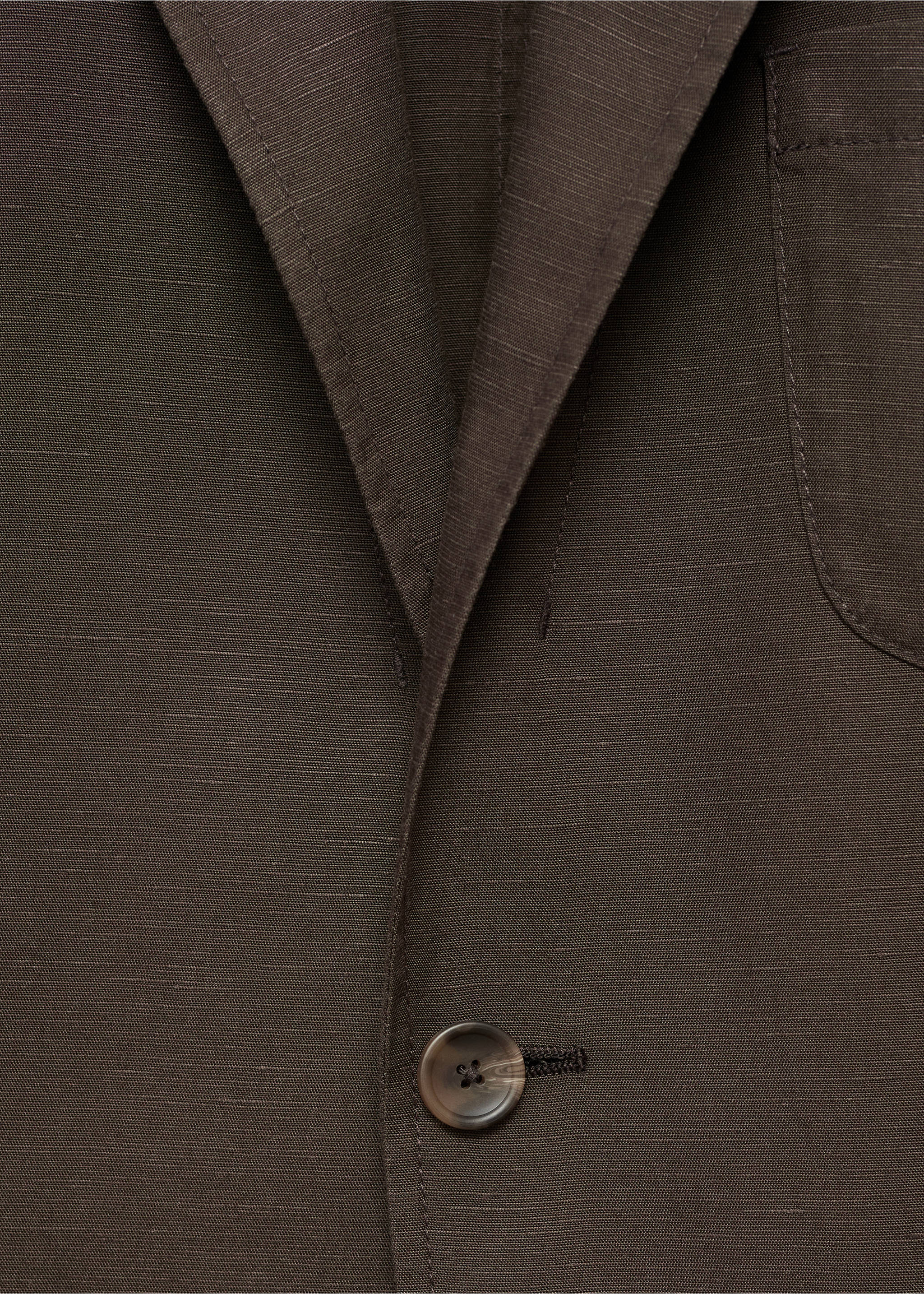 Dar kesimli keten blazer ceket - Ürün detayı 8, Çikolata. Ref: 17041194-00.