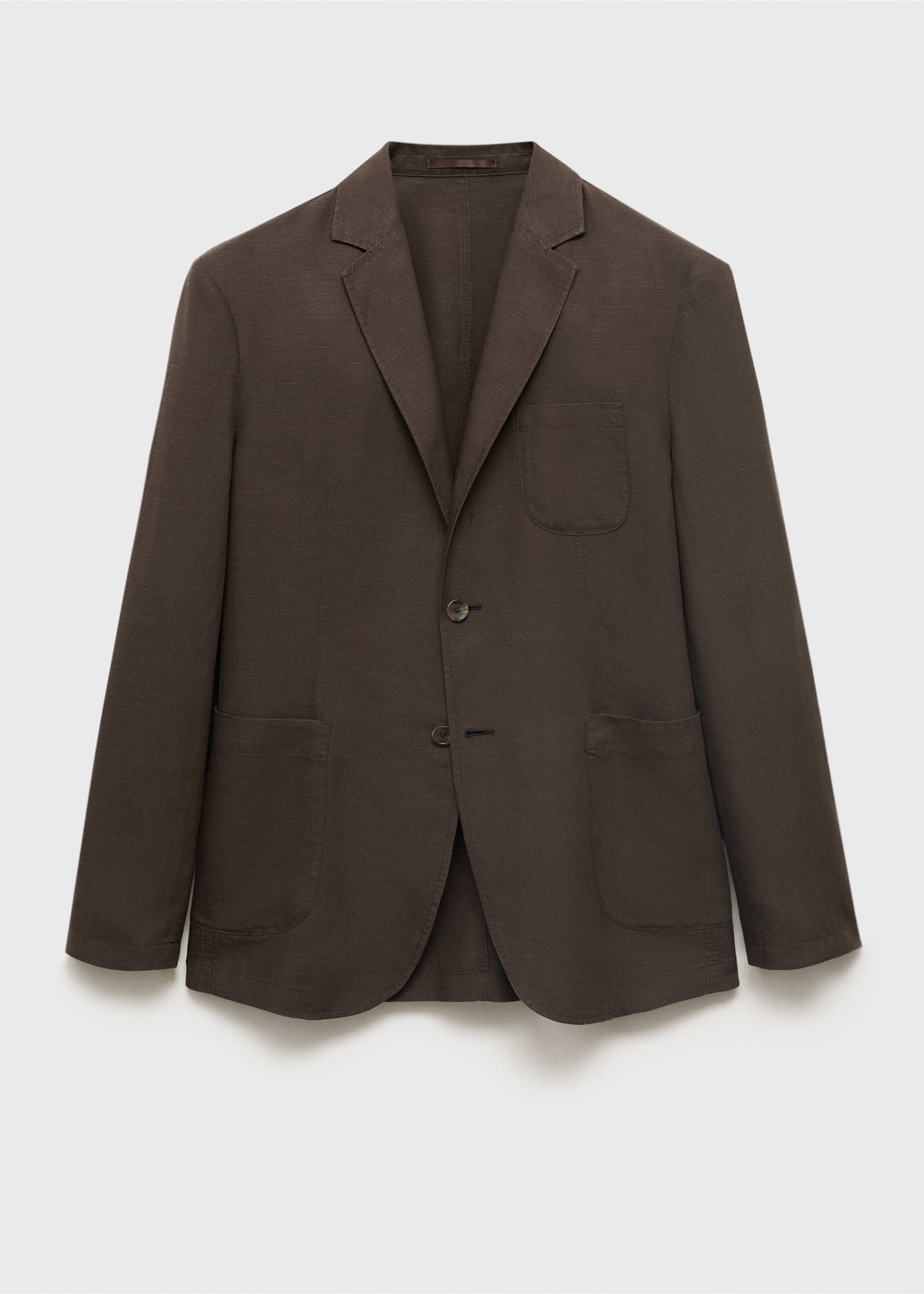 Dar kesimli keten blazer ceket - Modelsiz ürün, Çikolata. Ref: 17041194-00.