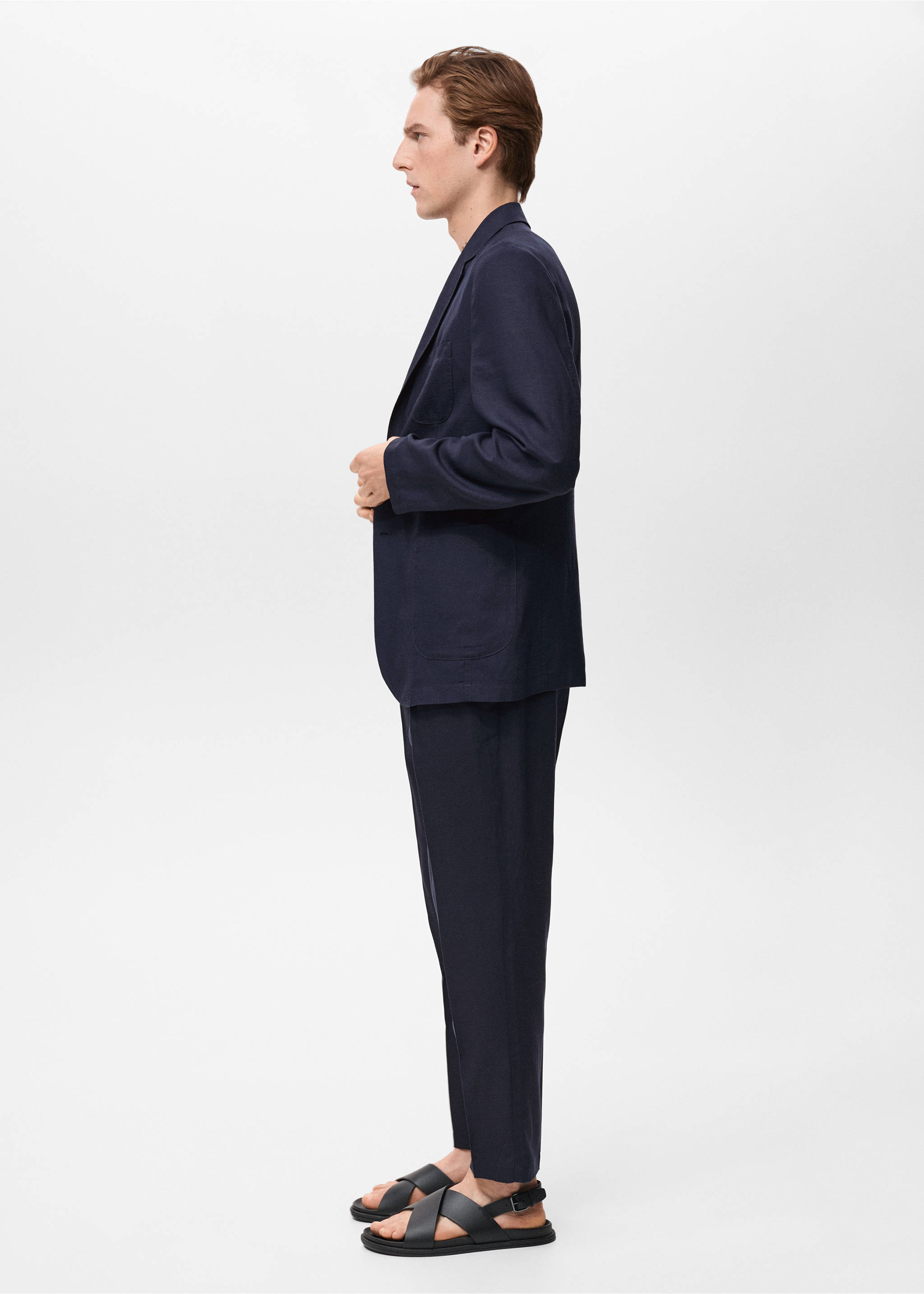 Americana traje slim fit lino - Detalle del artículo 2, Azul marino oscuro. Ref: 17041194-00.