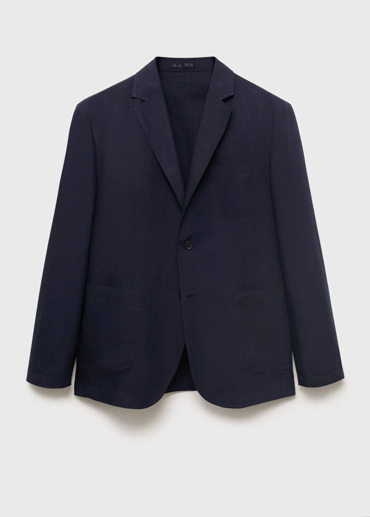 Slim fit linen suit blazer — Dark Navy