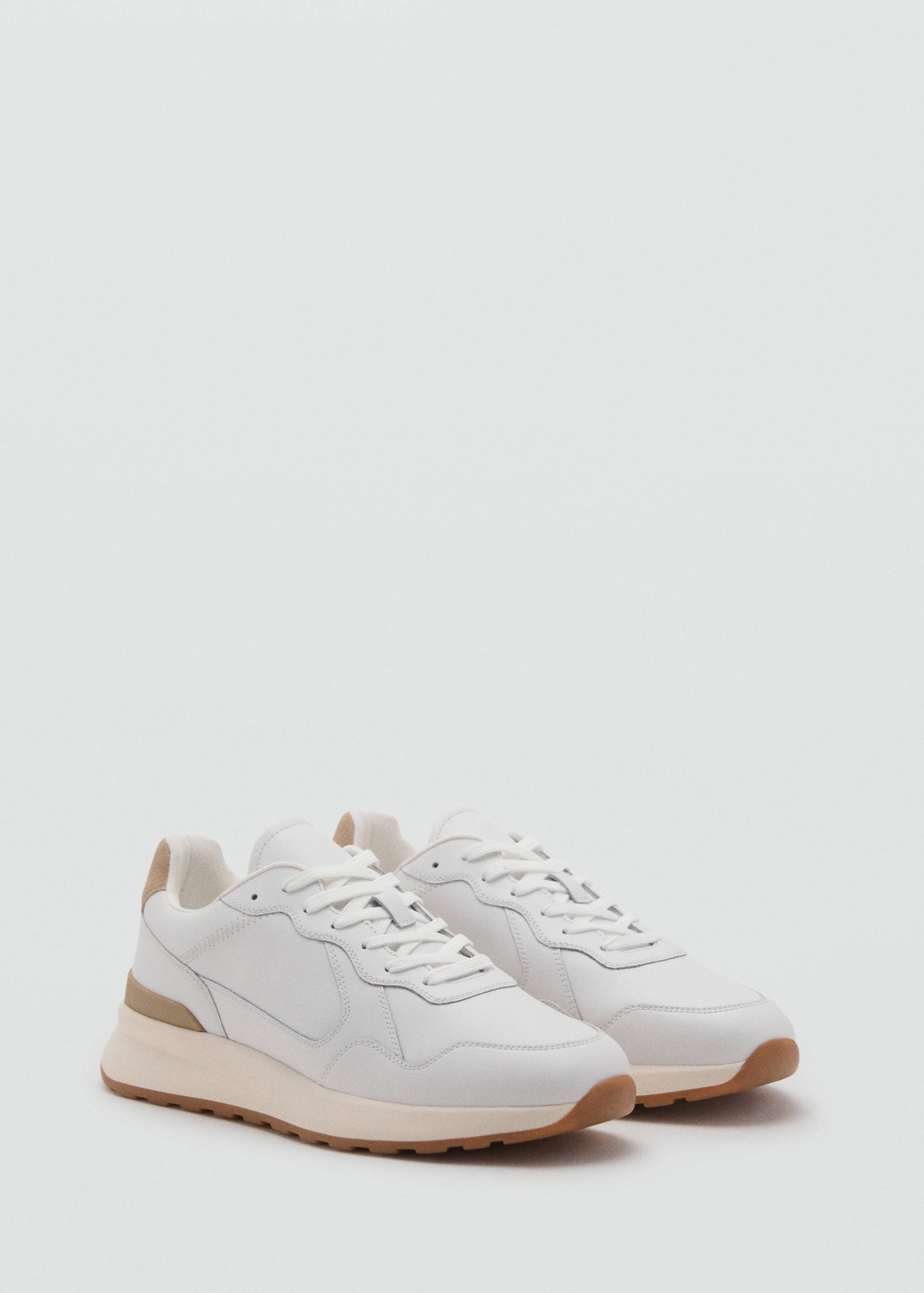 Leather mixed sneakers - Medium plane