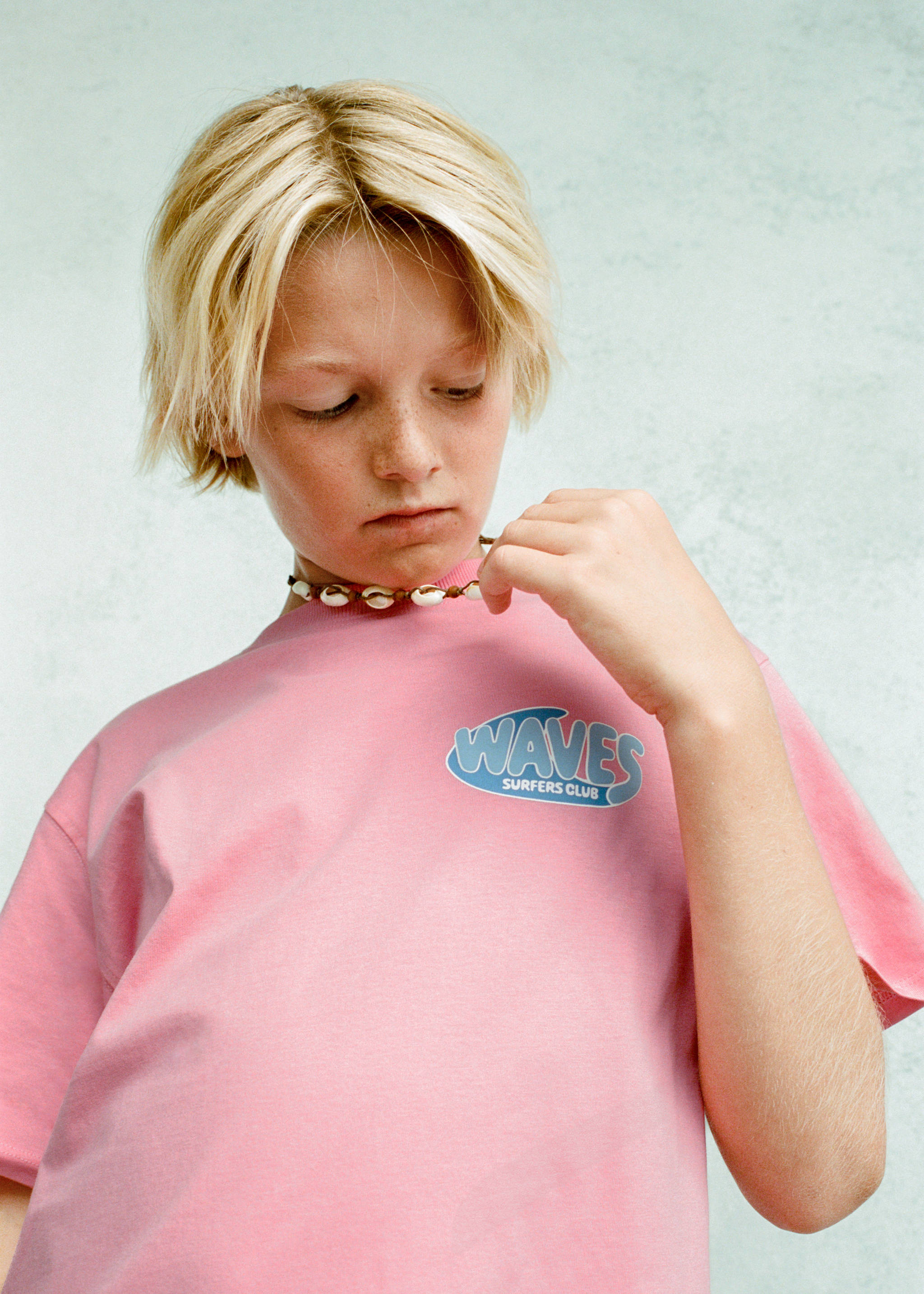 Printed cotton-blend T-shirt - Details of the article 5, Fuchsia. Ref: 17041200-00.