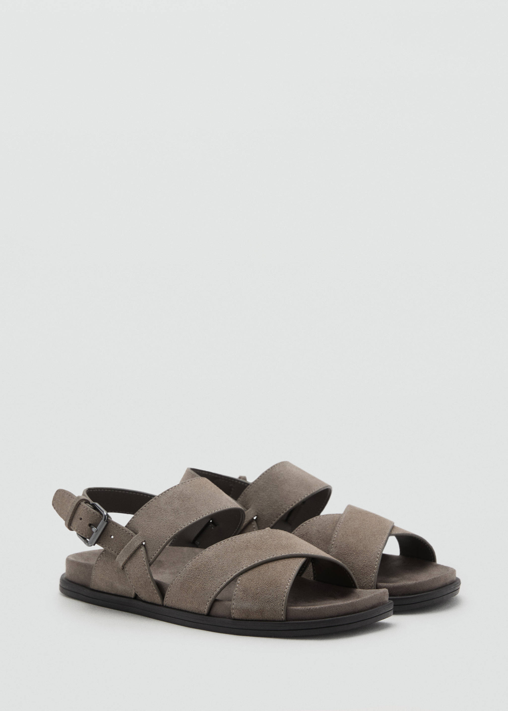 Crossed leather sandals with buckle - Medium plane